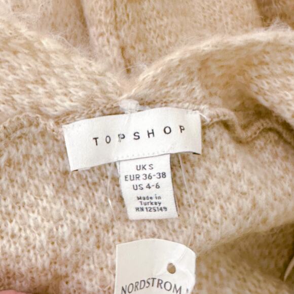 Topshop Leopard Animal Print Longline Open Front Cardigan Duster Tan Cream 4 6 - Picture 9 of 11